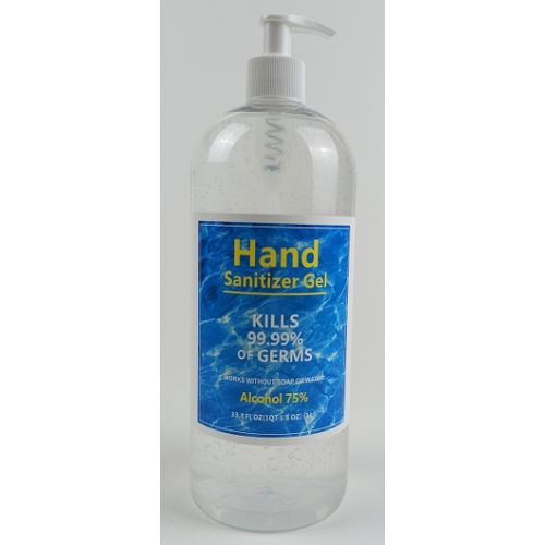 Gel desinfectante para manos con un 75 % de alcohol, elimina el 99.9 % de muchos gérmenes comunes, 1000 ML 6/CS